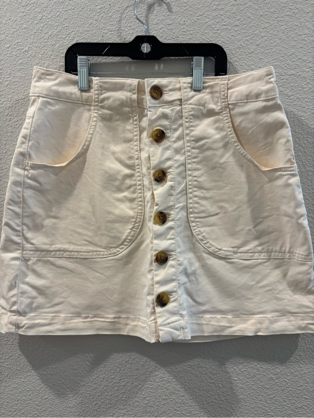 Marine Layer Cream Button-Front Mini Skirt